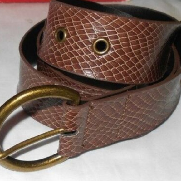 Vintage Faux Snakeskin Print Metal Buckle belt